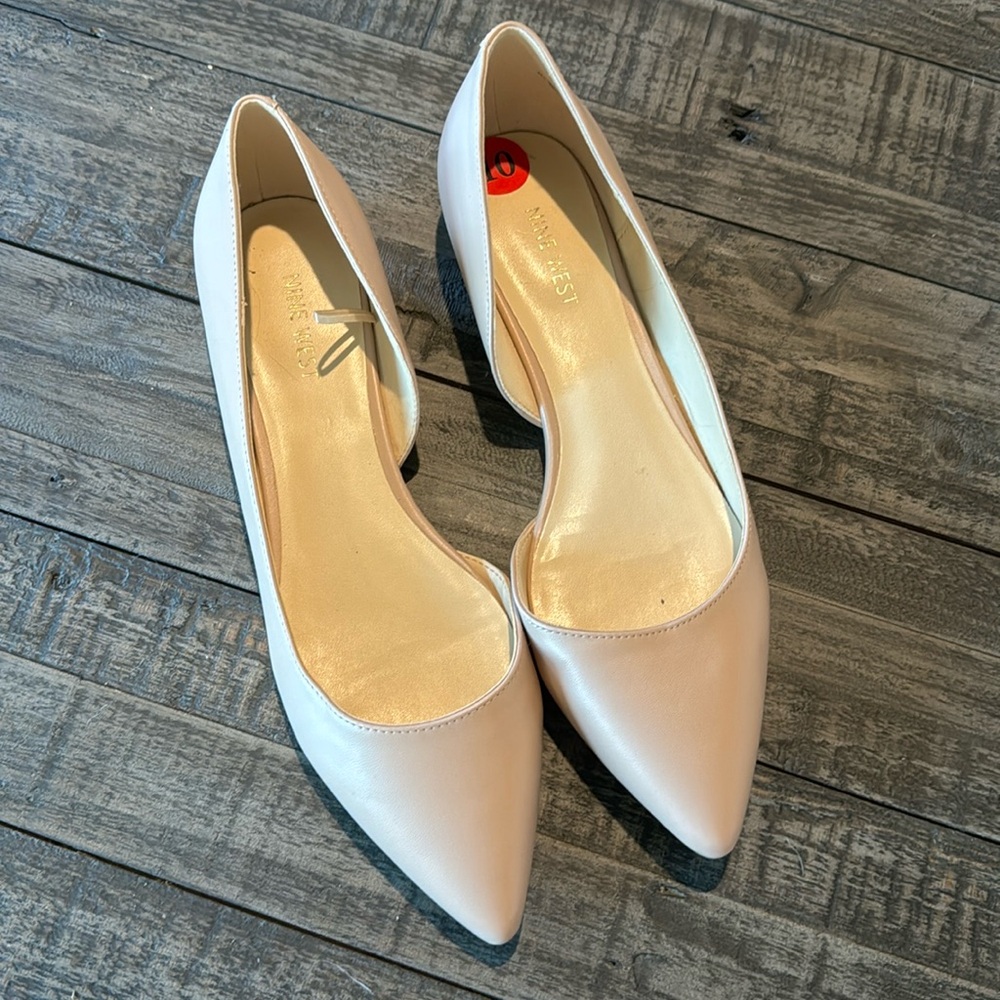 🤎EUC Nine West Nude Pink Pointed Toe Flats 🤎